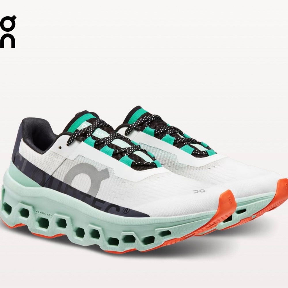 On CloudMonster. Women’s 9. Brand New. Has small stain on left shoe.